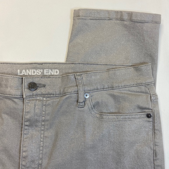 Lands End High Rise Slim Ankle Jean slate gray silver metallic lil sparkly Sz 16 - Picture 1 of 10